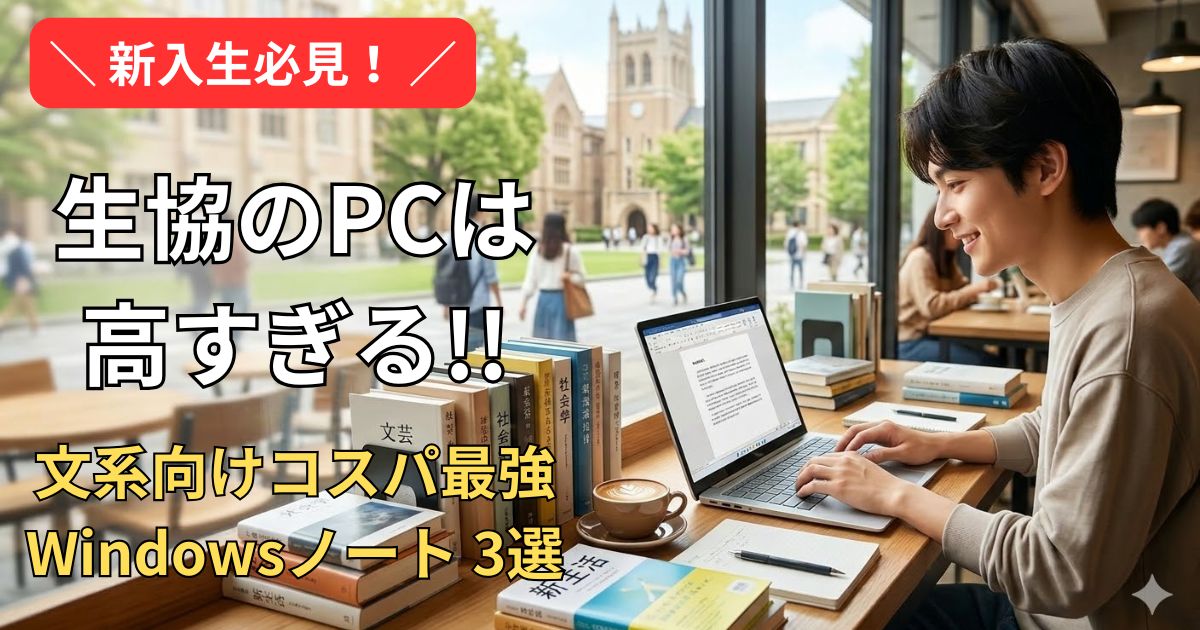 【2026年版】文系大学生に生協PCは高すぎる!安くて快適なWindowsノートパソコンおすすめ3選